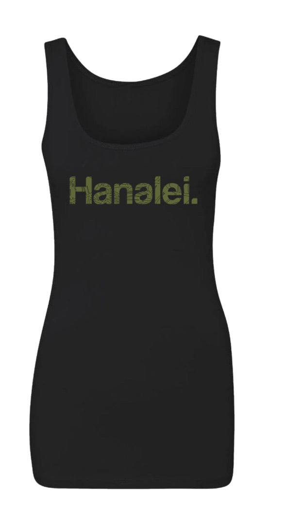 Hanalei Women's Fitted Black Tank Limited Edition Fundraiser Collab Aloha Modern x Hanalei Taro
